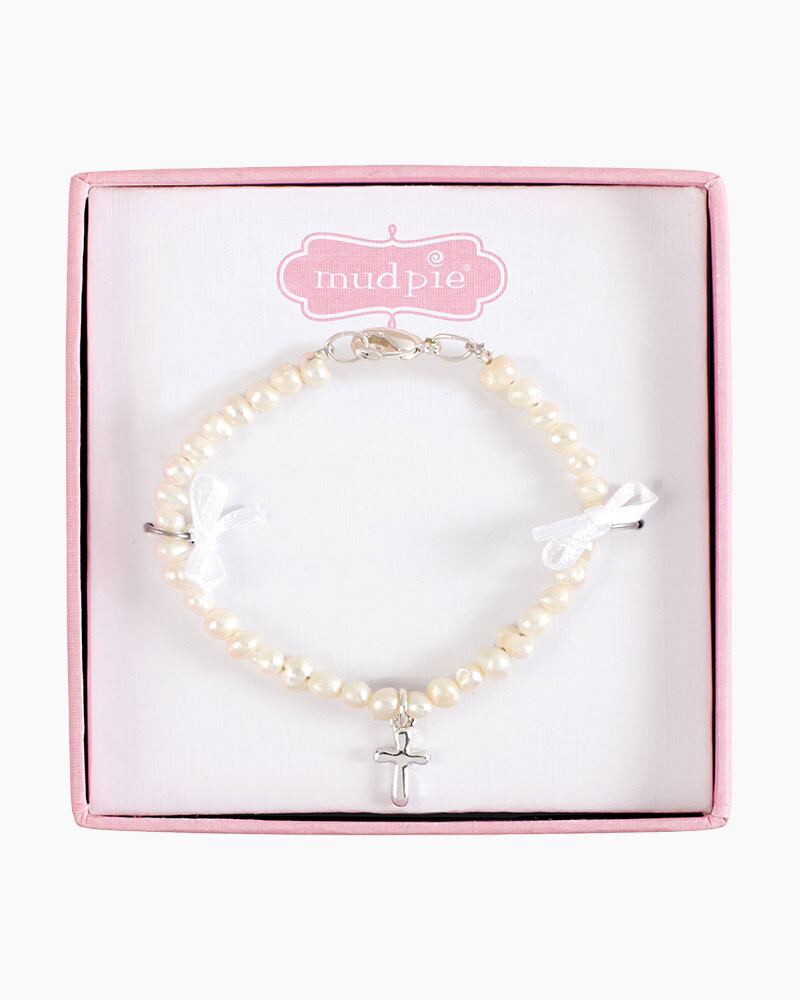 Freshwater Pearl Bracelet with Sterling Silver Cross
