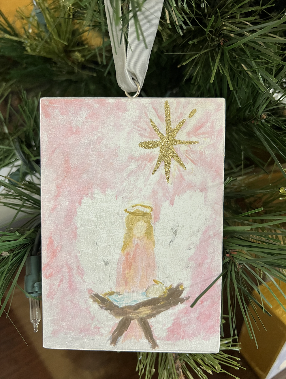 Hand Painted Angel Manger Ornament
