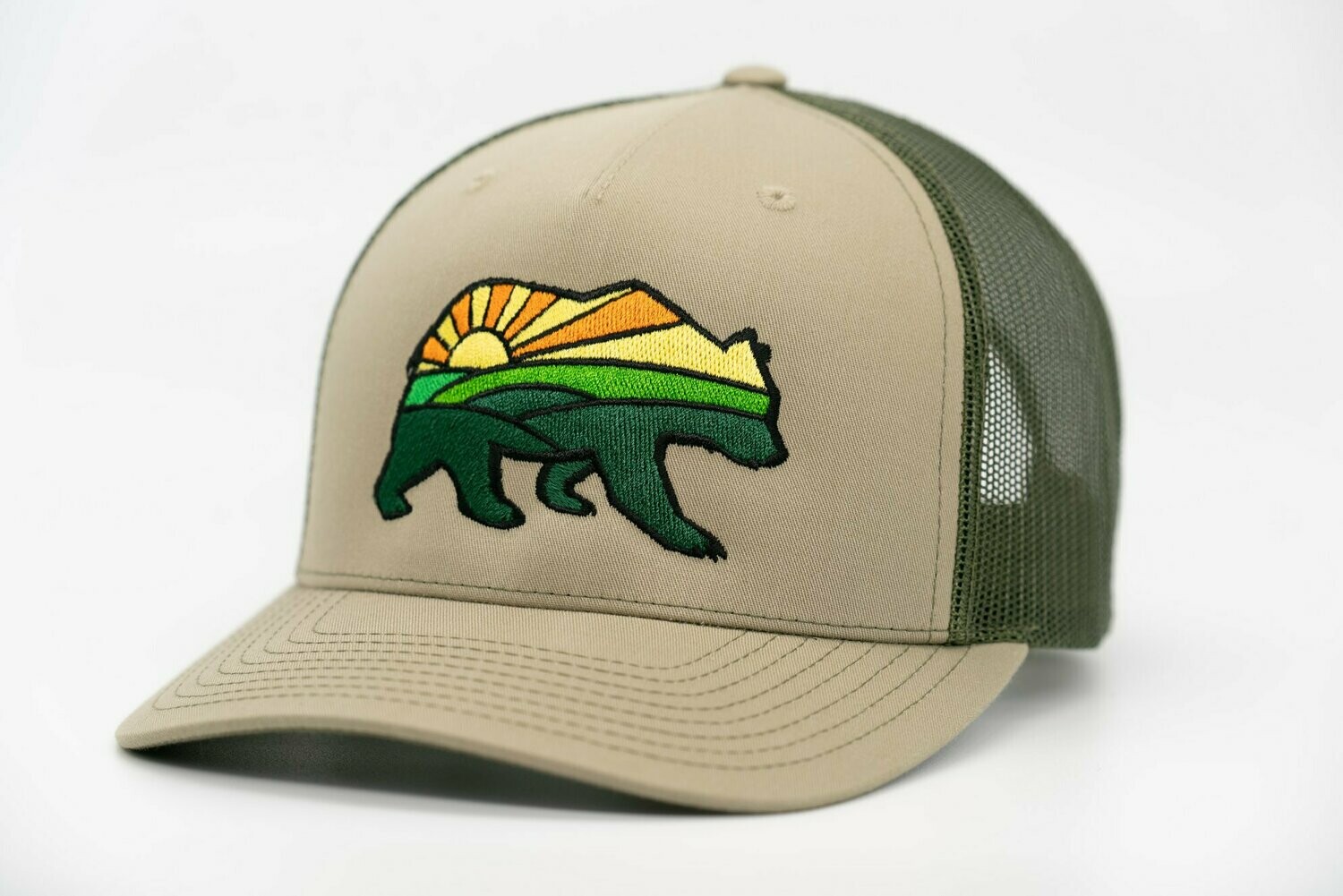 Prairie Bear Logo Hat Olive 5 Panel