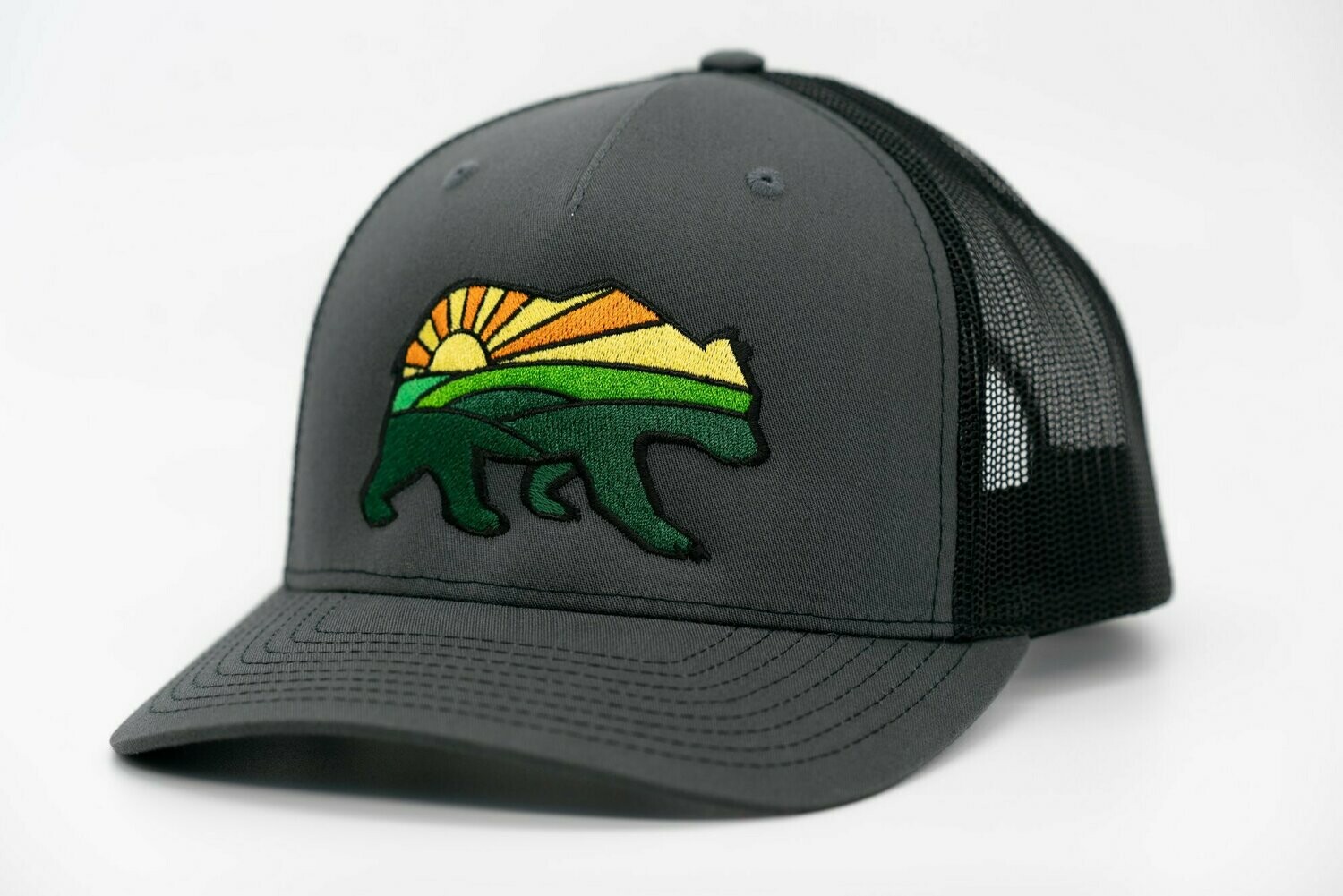 Prairie Bear Logo Hat Charcoal 5 Panel