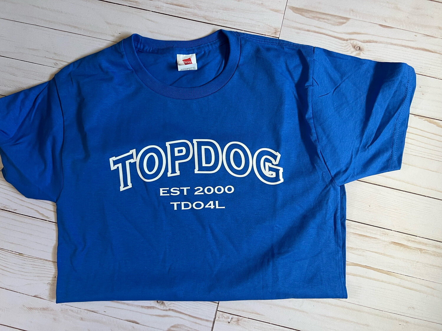 Unisex Tee - Royal Blue with White Top Dog Design