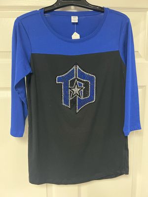 Ladies 3/4 Sleeve Two Tone with Rinestone TD Logo