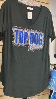 Ladies V-Neck Relaxed Fit Tee With Premium Rhinestone “Mom” Design