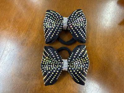 Black Rhinestone Mini Bows (2)