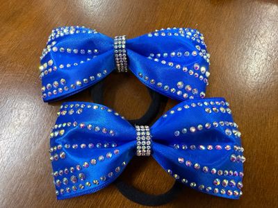 Royal Blue Rhinestone Mini Bows (2)
