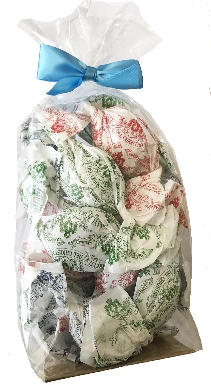 Amaretti del Chiostro Crunchy individually wrapped Italian Amaretti Biscuits in gift Bag 16 biscuits (approx 150g) Gluten Free