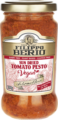 Filippo Berio Vegan Sun Dried Tomatol Pesto 190g Filippo Berio Vegan Sun Dried Tomatol Pesto 190g