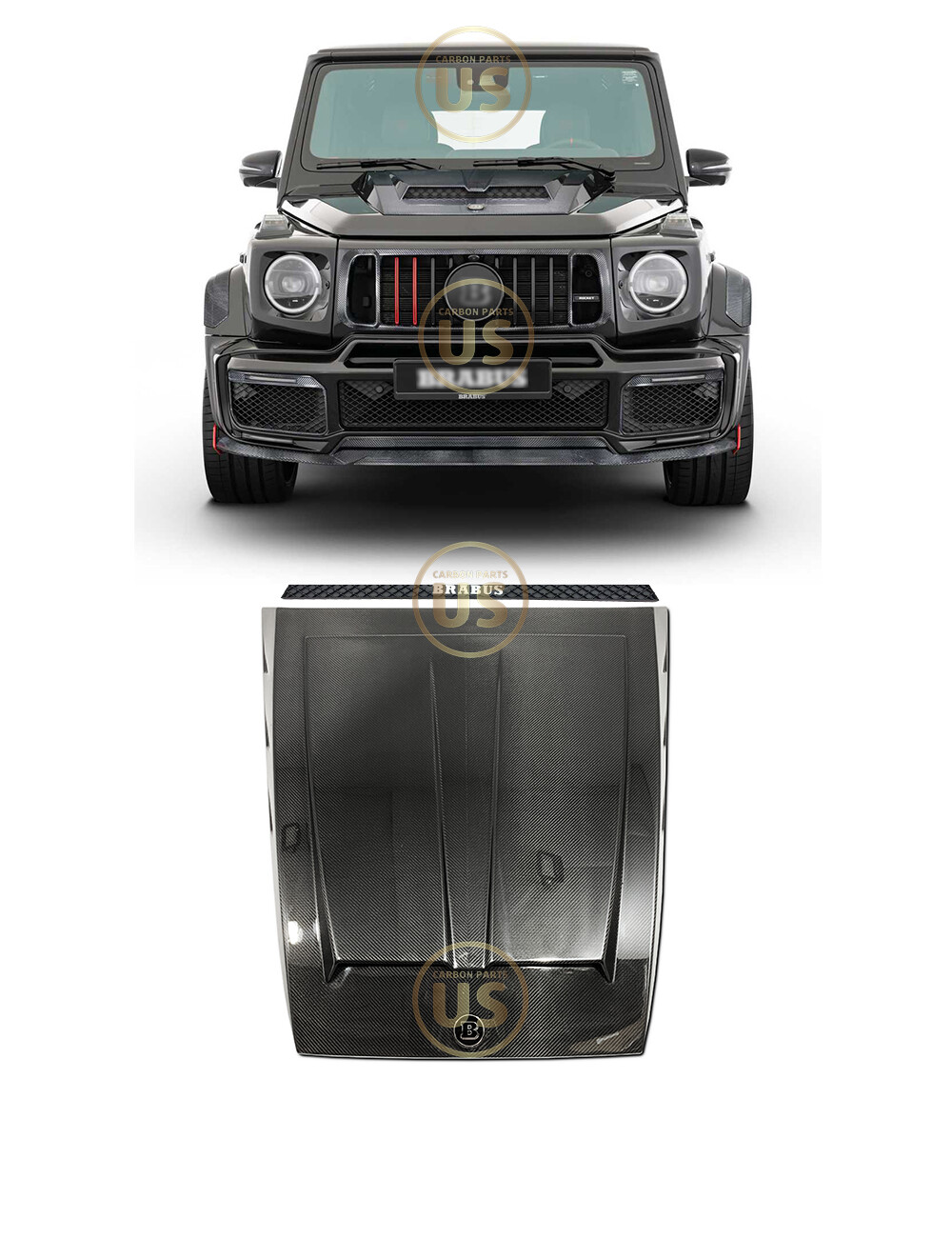 W463A Brabus Style Rocket 900 Carbon Hood Scoop for Mercedes-Benz G-Class W464 G500 G550 G63 2018-2023