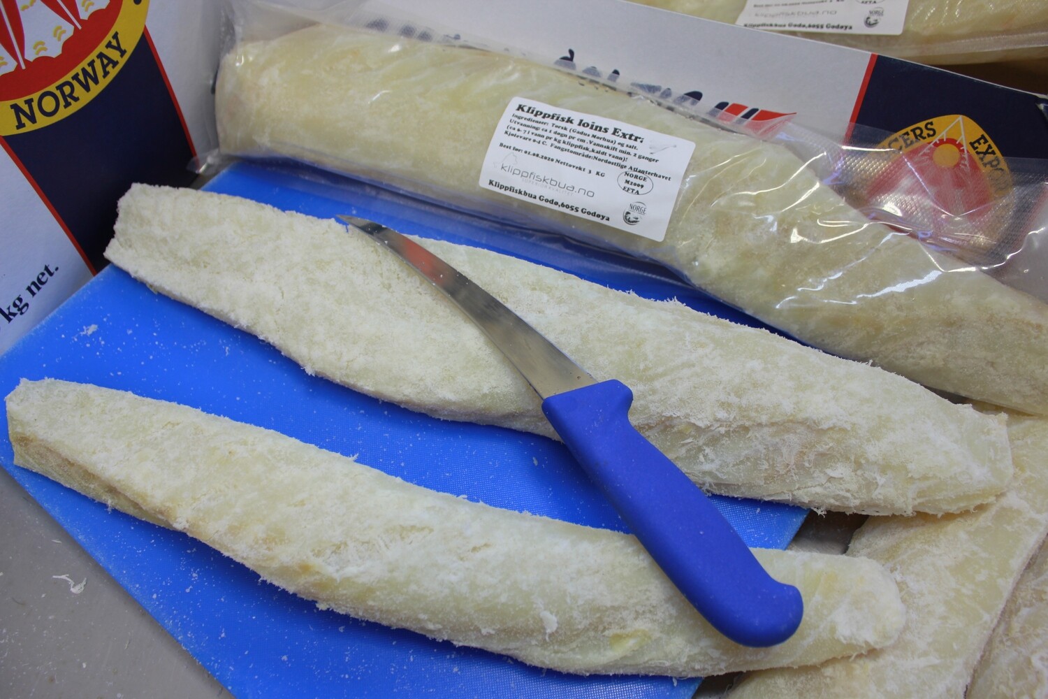 Klippfisk Loins Extra 6 KG. (Hver loin er singelpakket/vakumpakket)  Kr 595,- pr kg)
