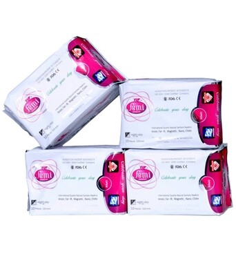Femi Anion Sanitary Napkins - 320 mm / 280 mm / 180 mm | New Technology Breathable Soft Cotton Ultra Thinness Pads with Far IR, Anion, Nano Silver, Chitin ...
