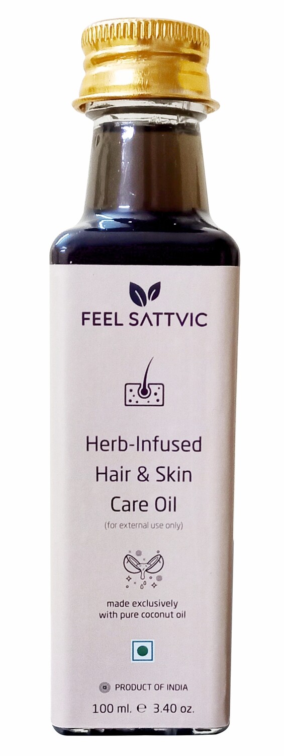 Premium Herbal Hair &amp; Skin Care Oil – 100 ml - Feel Sattvic