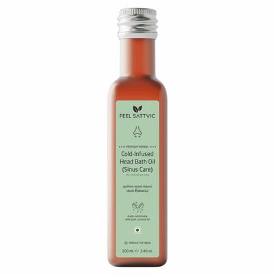 Premium Herbal Cold-Infused Head Bath Oil (Sinus Care) - 100ml - Feel Sattvic