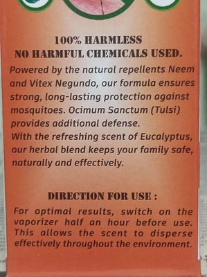 Mosquito Repellent - Pure herbal and no chemicals with Vaporizer