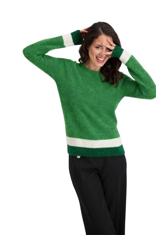 Signe Nature 842016 Pull Groen/ecru