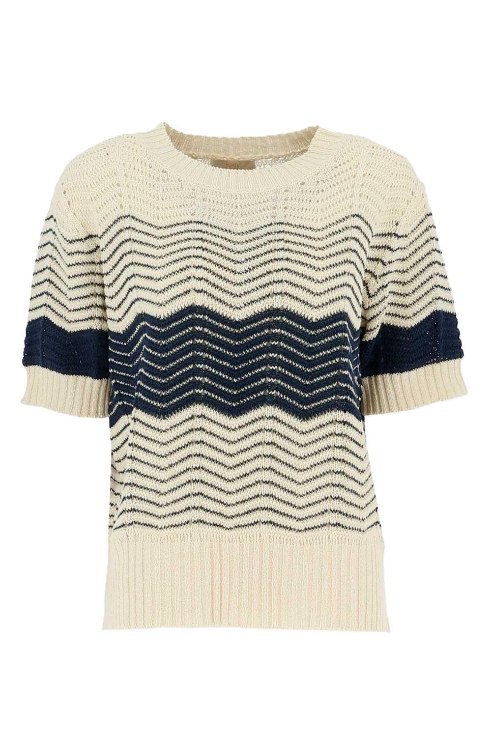 Signe Nature 842171 Pull Ecru/navy