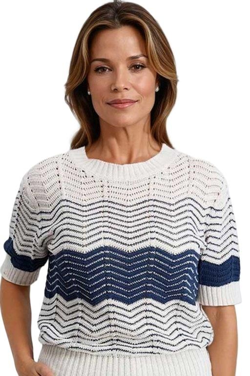 Signe Nature 842171 Pull Ecru/navy