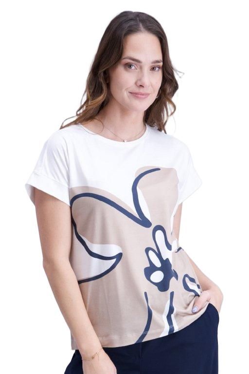 Signe Nature 847088 T-shirt Ecru-navy