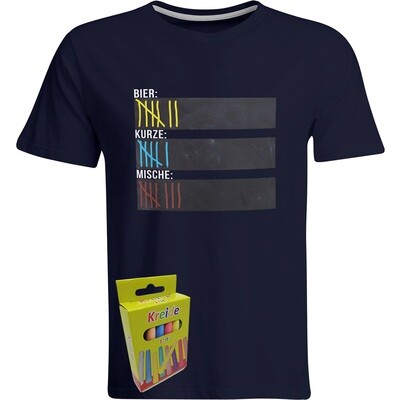 T-Shirt Strichliste Bier, Kurze & Mische mit Kreide beschreibbar inkl. 12er-Pack Kreide (Herren, Rundhals, Navy) T-Shirt Strichliste Bier, Kurze & Mische mit Kreide beschreibbar inkl. 12er-Pack Kreide (Herren, Rundhals, Navy)