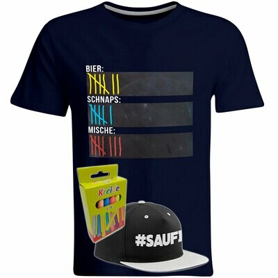 T-Shirt Strichliste Bier Schnaps Mische Kreide Tafel Saufen JGA Mallorca (Herren Rundhals, Navy, #SAUFI Snapback Schwarz/Grau, 12er-Pack Kreide) T-Shirt Strichliste Bier Schnaps Mische Kreide Tafel Saufen JGA Mallorca (Herren Rundhals, Navy, #SAUFI Snapback Schwarz/Grau, 12er-Pack Kreide)