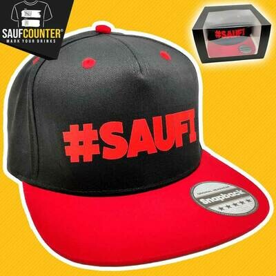 #SAUFI Snapback inkl. Aufbewahrungsbox mit Sichtfenster (Schwarz/Rot)