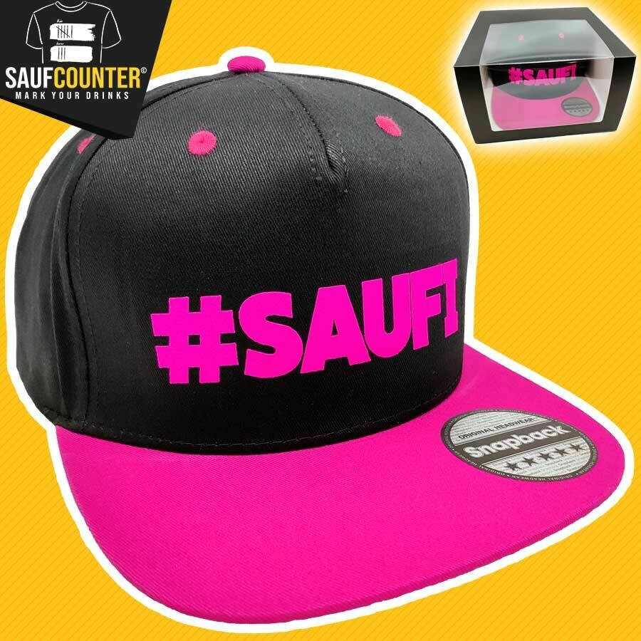 #SAUFI Snapback inkl. Aufbewahrungsbox mit Sichtfenster (Schwarz/Pink)