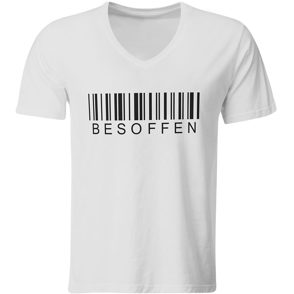 Besoffen (Barcode) T-Shirt (Herren, V-Ausschnitt)