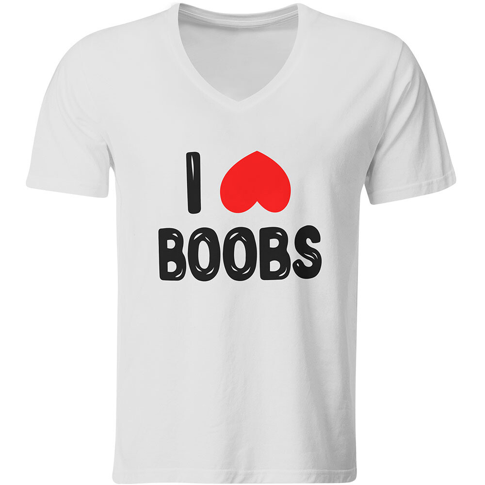 I love Boobs T-Shirt (Herren, V-Ausschnitt)