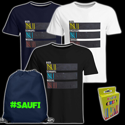 "Bier, Schnaps & Mische" inkl. Saufi Festivalbag & Kreide