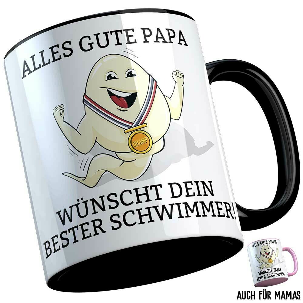 "Alles Gute Papa wünscht dein bester Schwimmer" / "Alles Gute Mama wünscht Papas bester Schwimmer" Spermium Tasse