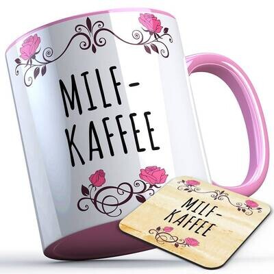 Milfkaffee Tasse inkl. passendem Untersetzer lustige Sprüchetasse (5 Varianten)