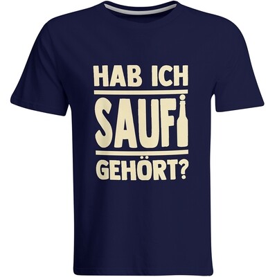 Saufi Saufi T-Shirt Hab ich Saufi gehört? T-Shirt (Rundhals / Navy/Beige)