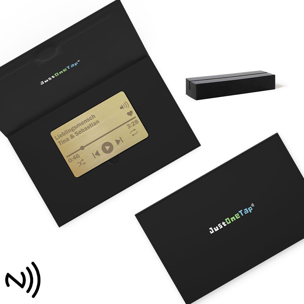 Personalisierte NFC Video- & Songlink-Karte aus Edelstahl (Farbe: Brushed Gold)