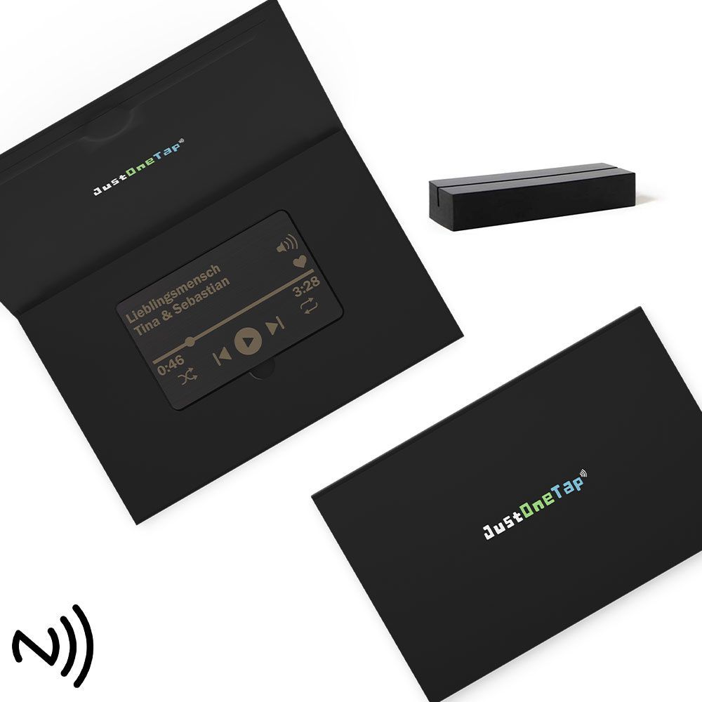 Personalisierte NFC Video- & Songlink-Karte aus Edelstahl (Farbe: Pure Black)