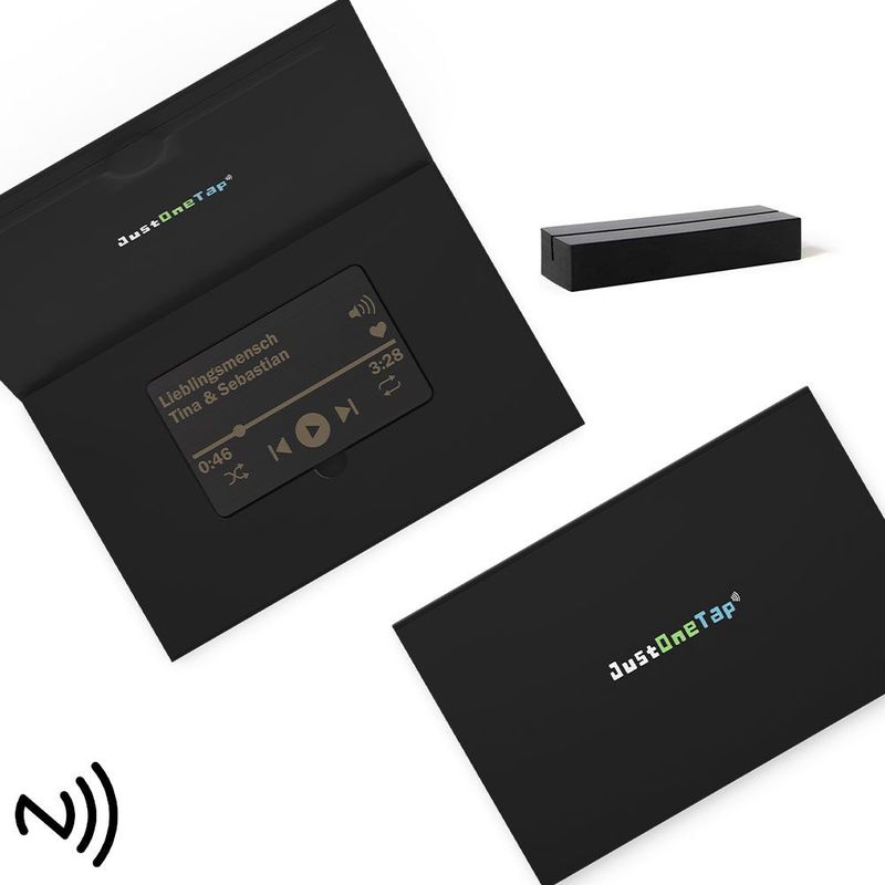 Personalisierte NFC Video- & Songlink-Karte aus Edelstahl (Farbe: Pure Black)