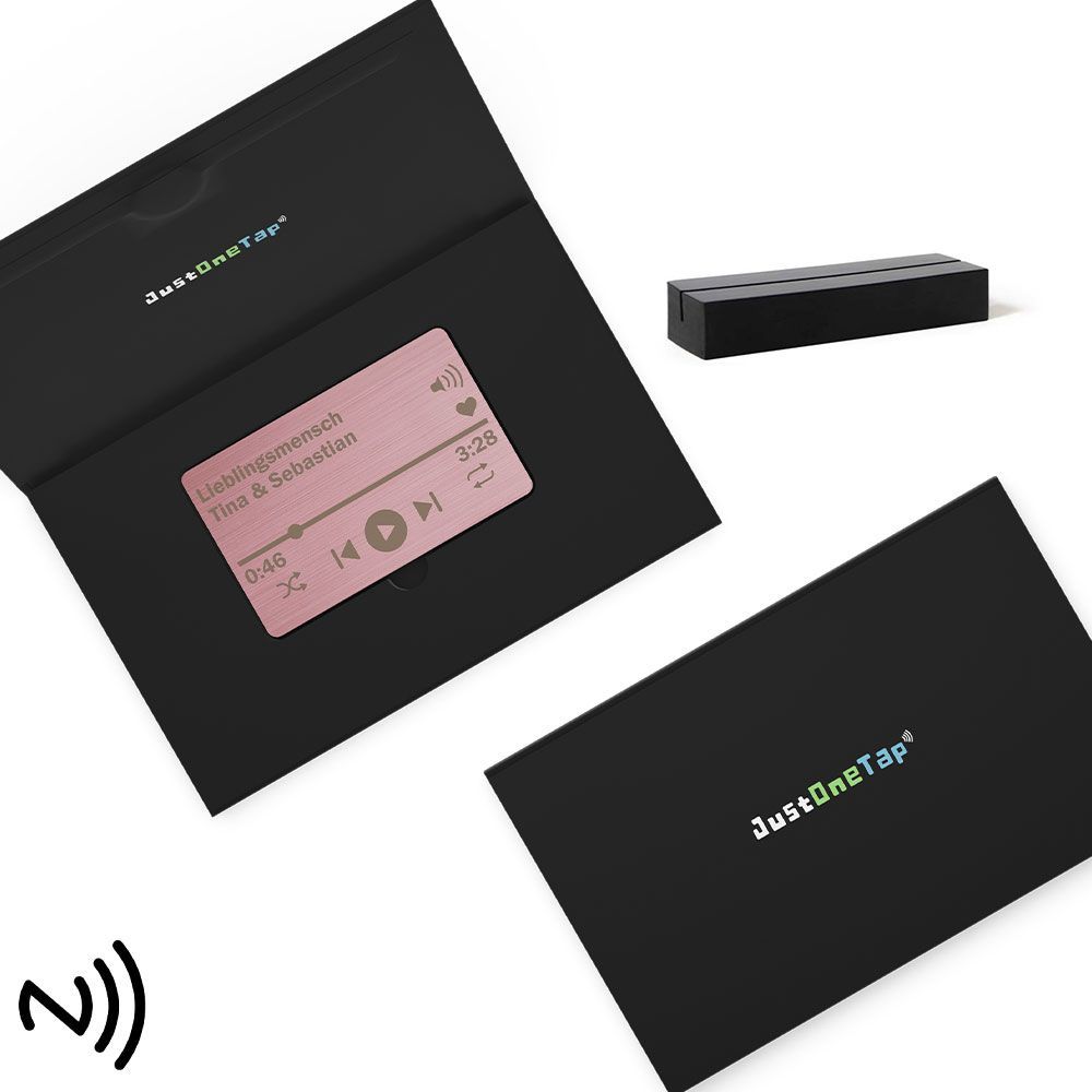 Personalisierte NFC Video- & Songlink-Karte aus Edelstahl (Farbe: Brushed Rosé)