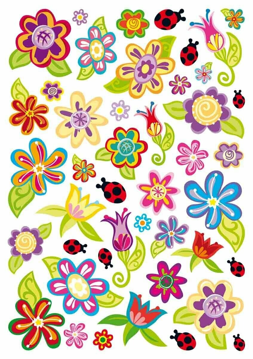 Gommettes fleurs  - 42 pièces - de 2,5 à 6,5 cm