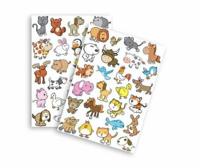 Gommettes animaux rigolos 1 - 50 pièces - de 1,5 à 5 cm