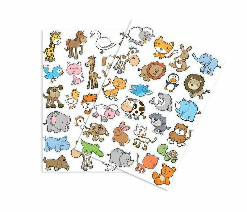 Gommettes animaux rigolos 2 - 50 pièces - de 1,5 à 5 cm