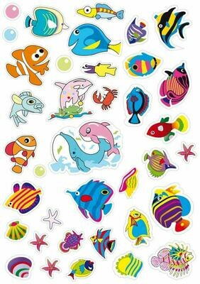 Gommettes poissons  - 74 pièces - de 1,5 à 4,5 cm