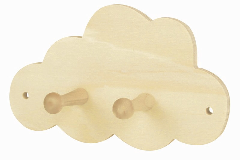 Patère nuage en bois naturel