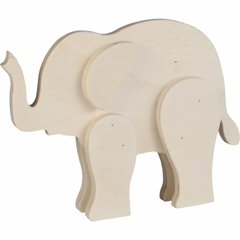 Eléphant en bois naturel