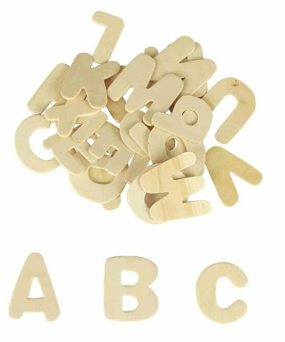 Lettres en bois naturel (26 lettres)