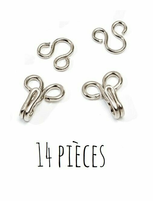 Crochets à jupe argent (14 pièces)