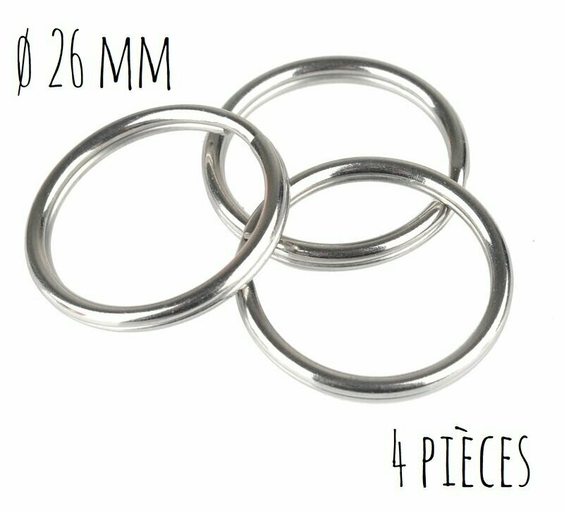 Anneaux ø 26 mm - argentés   (4 pièces)