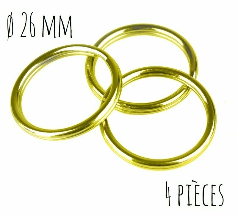 Anneaux ø 26 mm - dorés  (4 pièces)