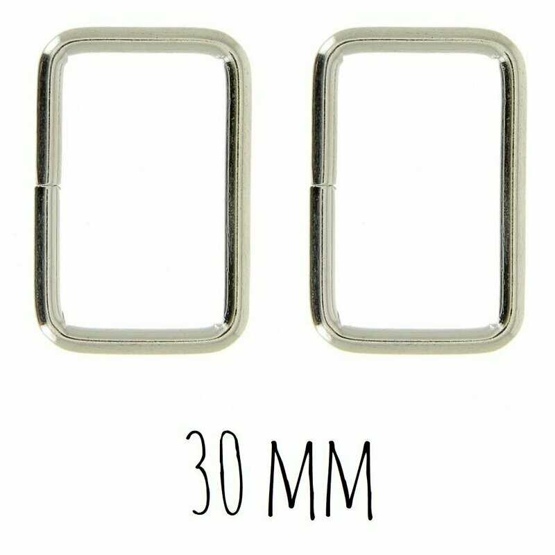 Boucles rectangulaires métal 30 mm - argentés (2 pièces)