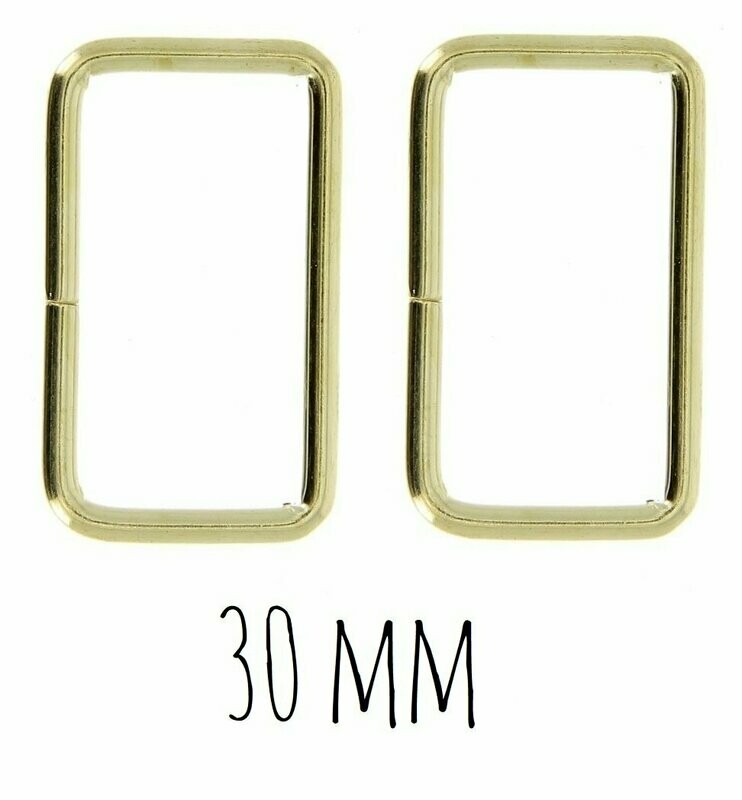 Boucles rectangulaires métal 30 mm - dorées (2 pièces)