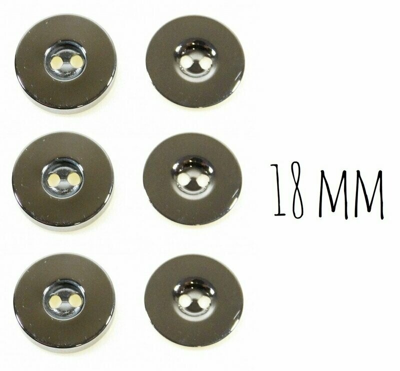 Boutons magnétiques argentés (18 mm - 3 pièces)