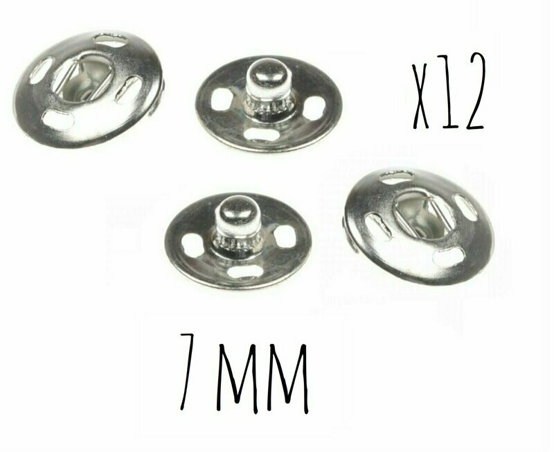 Boutons pression métal (7 mm - 12 pièces)