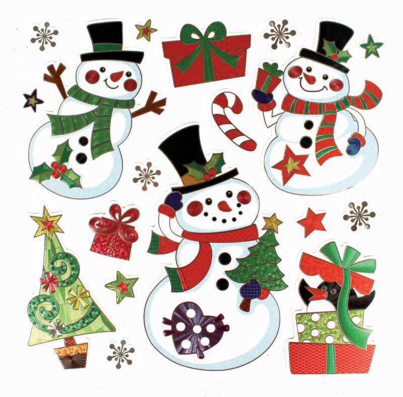 Gommettes effet métallisé Bonhomme de neige - 18 pièces - de 1 à 12 cm